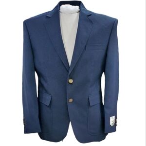 Edwards blazer men's 38S navy blue gold buttons texturized woven preppy nautical